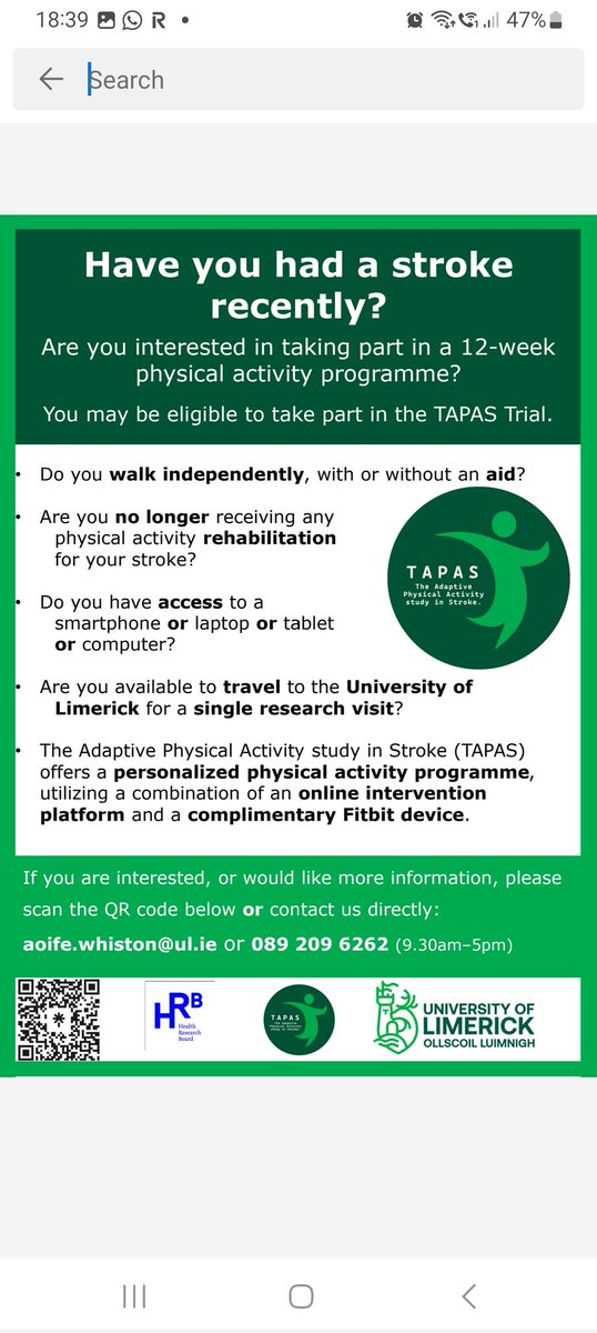 TAPASTrial's tweet photo. A busy and successful week of recruitment on TAPAS comes to an end! TAPAS is on tour to Dublin next Wednesday 22nd Nov and Thursday 30th where we will be recruiting more people with stroke through the @Irishheart_ie email aoife.whiston@ul.ie or call 0892096262 if interested! https://t.co/IdU7Ovfcus