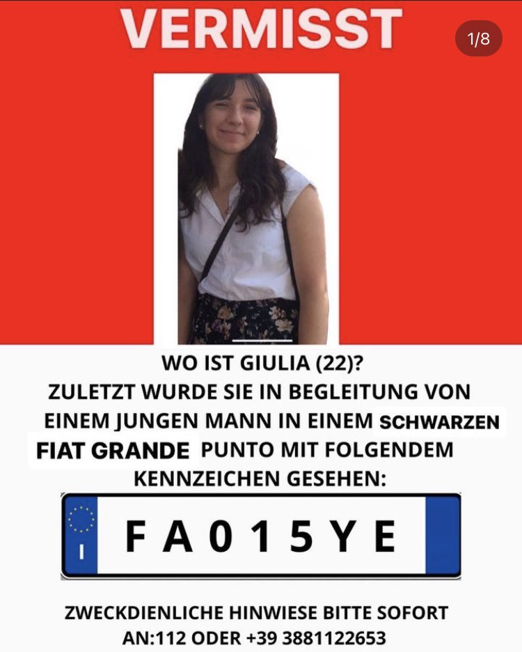 selenassweet's tweet photo. Sul profilo instagram della sorella (siderealfire) ci sono le immagini tradotte in più lingue, perfavore condividete qui, su twitter, su facebook. Ovunque per  #giuliacecchettin https://t.co/405e7cfJ9s