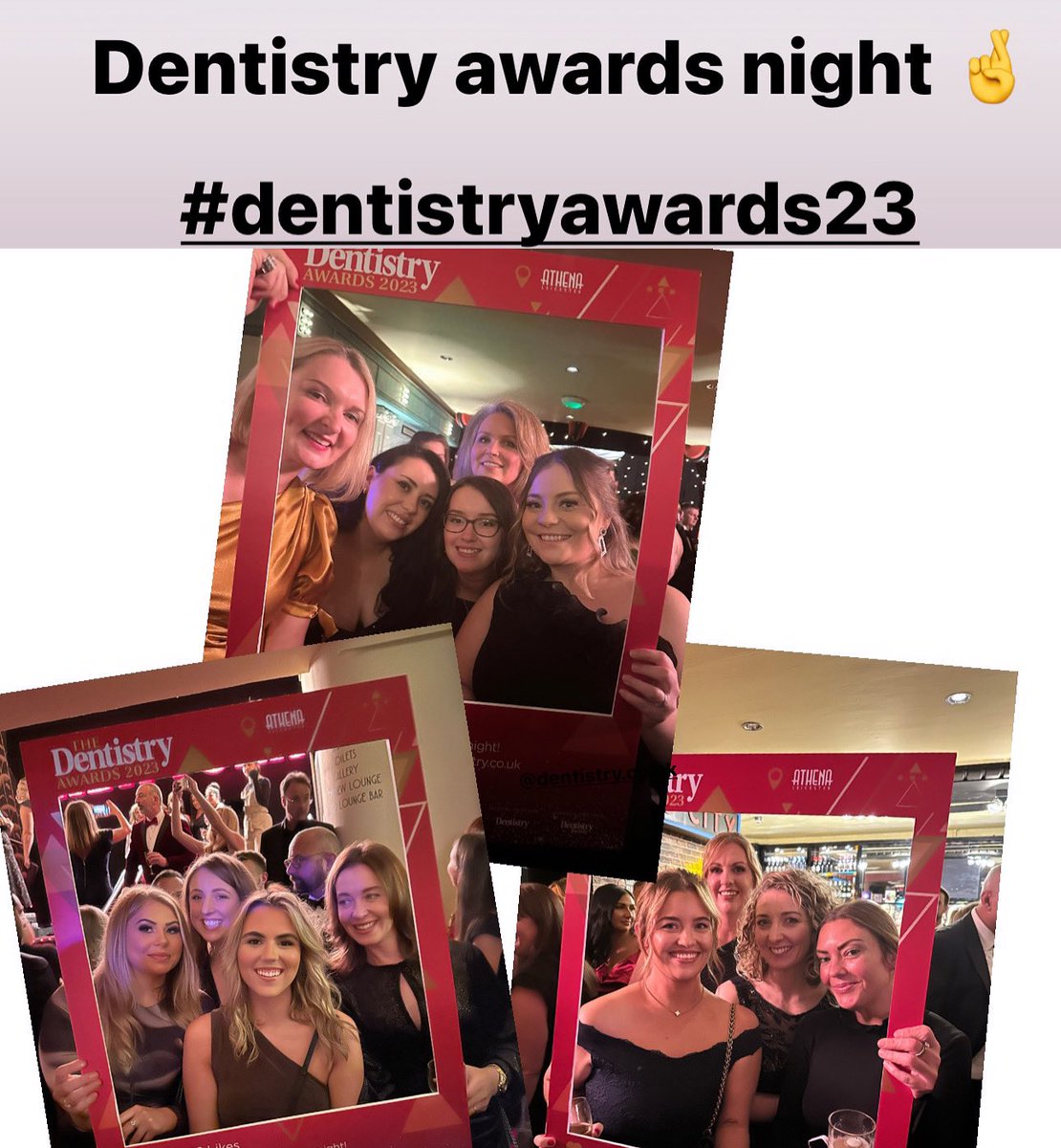 Wish us luck on tonight’s dentistry awards! 
Best team 
Best nurse @megghopkinsx 
Best therapist @lizzieeshenton 
Best manager @parkerno2176 

#dentistryawards23 #awardwinning #dreamteam #dentist #dentalnurse #dentaltherapist #willington #derby #derbyshire #wishusluck🍀