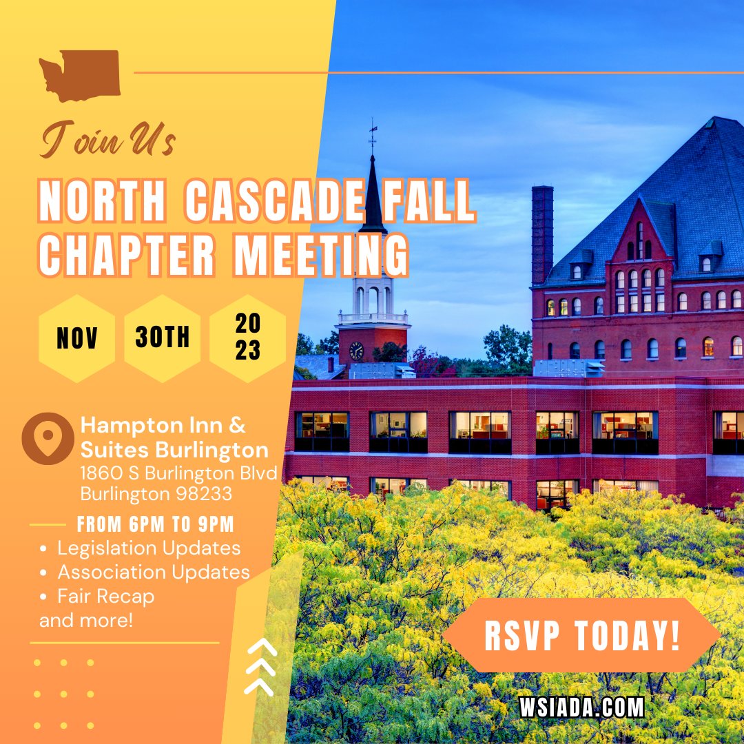 WSIADA's tweet photo. The North Cascade Fall Chapter Meeting is coming up in 2 weeks!

Save the date!

RSVP here: https://t.co/yVatiHxHOa 

We look forward to seeing you at the meeting. https://t.co/1rMXql9g0y