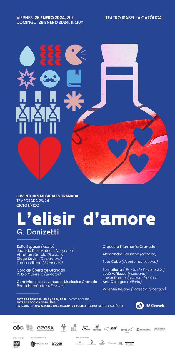 corodeoperagr's tweet photo. El próximo enero de 2024 podrás disfrutar de L’ELISI’AMORE de Gaetano Donizetti 
📍Teatro Isabel la Católica 
🗓️ 26 y 28
⌚️20:00 y 18:30 h.
Compra tus entradas en @redentradas y en la taquilla del Teatro Isabel la Católica.
Si eres socia/o de @jjmmgranada ¡tienes un DESCUENTO! https://t.co/tU0YGqAZue