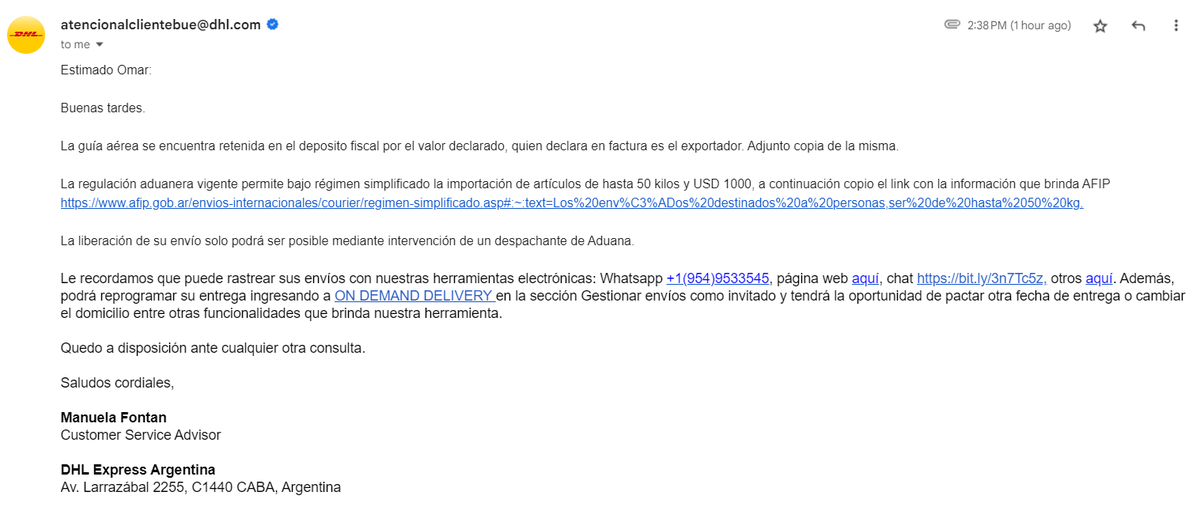 obacag's tweet photo. @DHLAmericas me pueden explicar el pésimo servicio al cliente y el abuso y fraude que hacen? https://t.co/wQB2s6i4vc