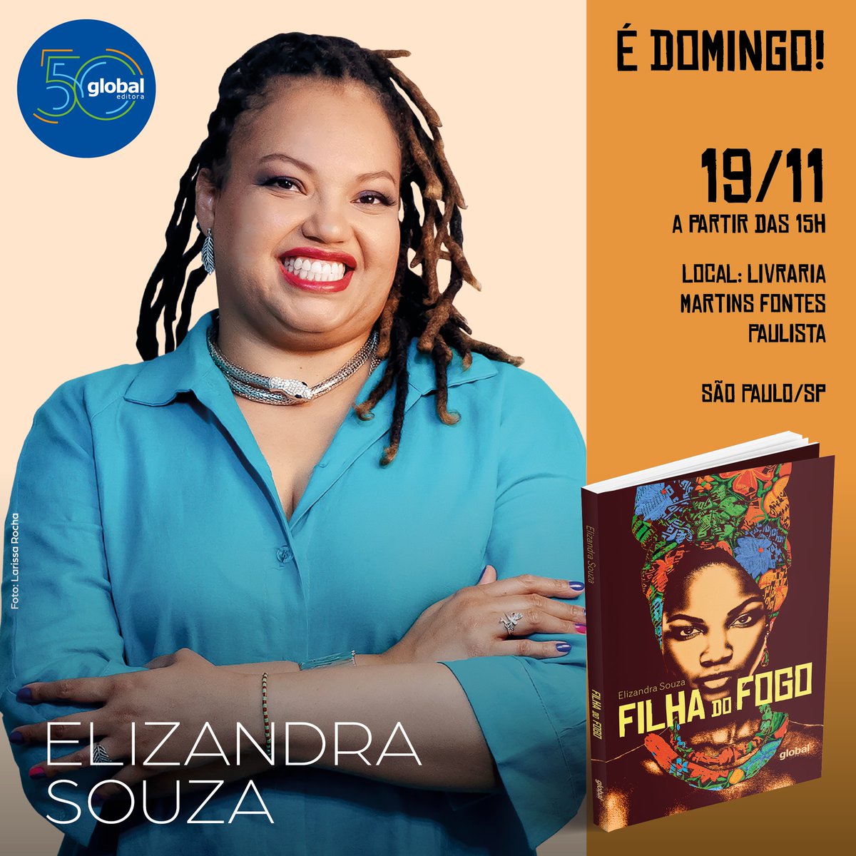 É DOMINGO! ESPERAMOS POR VOCÊ!
Dia 19 temos um encontro marcado: Lançamento do livro #FilhaDoFogo, da nossa autora #ElizandraSouza na #MartinsFontesPaulista.

#lançamento #tardedeautógrafos #martinsfontes #religiosidade #ancestralidade #memóriaafetiva #mulhernegra #movimentonegro