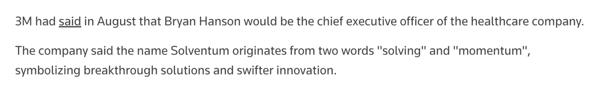 Things one should not outsource to ChatGPT:
Renaming a healthcare business doing over $8B in annual sales.