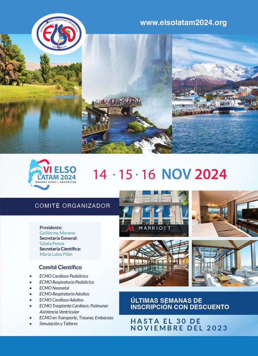 Ecmo Garrahan (@ecmogarrahan) on Twitter photo 📣DESCUENTO POR INSCRIPCIÓN TEMPRANA📣
Tienes hasta el 30 de Noviembre para aprovechar del descuento en la inscripción para el VI Congreso ELSO LATAM 2024 en Buenos Aires, Argentina
👉elsolatam2024.org
info@elsolatam2024.org
No esperes más e inscríbete!
#ELSOLATAM2024 📣DESCUENTO POR INSCRIPCIÓN TEMPRANA📣
Tienes hasta el 30 de Noviembre para aprovechar del descuento en la inscripción para el VI Congreso ELSO LATAM 2024 en Buenos Aires, Argentina
👉elsolatam2024.org
info@elsolatam2024.org
No esperes más e inscríbete!
#ELSOLATAM2024