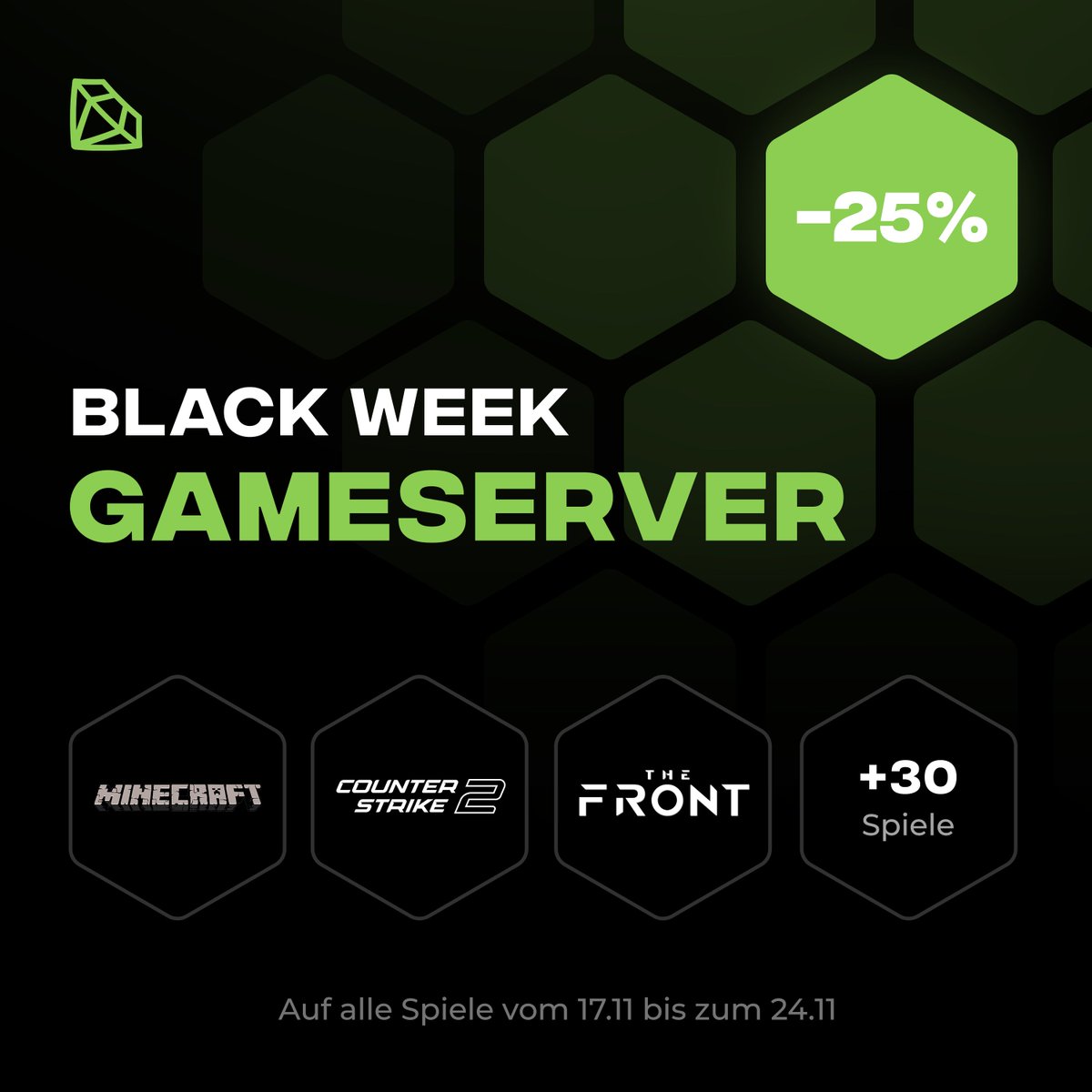 AUFGEPASST 🎉🎉🎉

Startschuss für die BLACK WEEK auf EmeraldHost.de 🚨

Deine Chance auf die besten Deals des Jahres!

Und das Beste: Die Deals werden im Laufe der Woche noch besser 😳