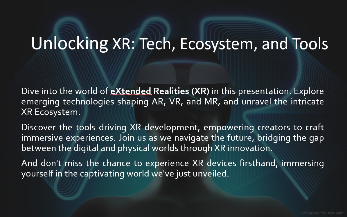 Hot off the press! Our first event in January 2024 has been scheduled:

Unlocking XR: Tech, Ecosystem and Tools

Don't miss the chance to experience XR devices firsthand.

#augmentedreality #virtualreality #extendedreality
meetup.com/alicantetech/e…