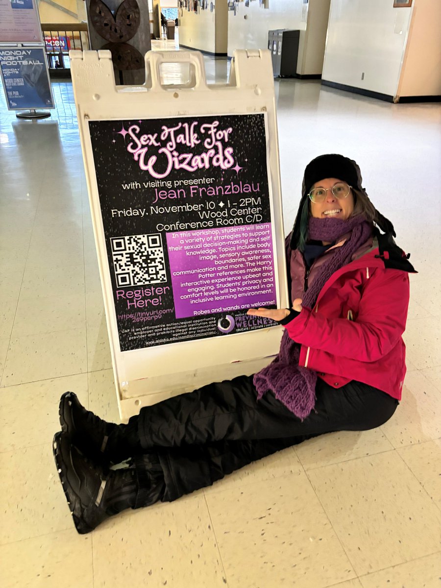 KP speaker <a href="/JeanFranzblau/">Jean Franzblau</a> had a wonderful time presenting Sex Talk for Wizards to <a href="/uafairbanks/">UA Fairbanks</a> and the  Nanook Diversity &amp; Action Center community! She's super excited and hopeful to visit again in the near future! Want to bring Jean out to your campus? Let us know!