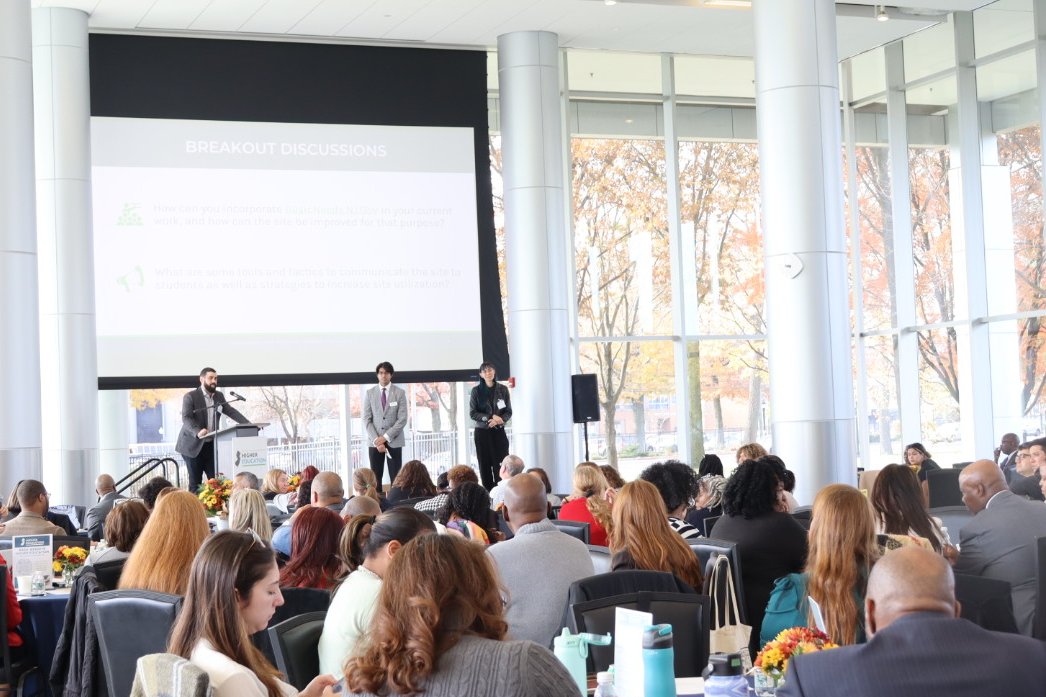 NJHigherEd's tweet photo. A partnership with the New Jersey State Office of Innovation facilitated by a @LuminaFound grant helped us to develop a centralized basic needs resources hub.
At #BasicNeedsConvening2023 we discussed the effort to build this tool for college students. https://t.co/upiI1Rueqp