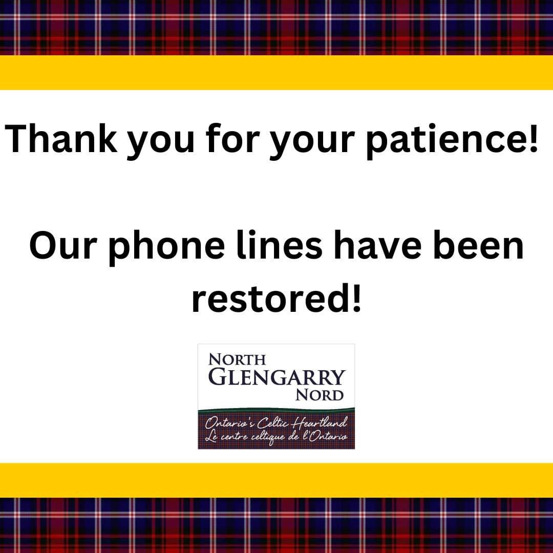 📣Thank you for your patience! 

Our phone lines have been restored!👏