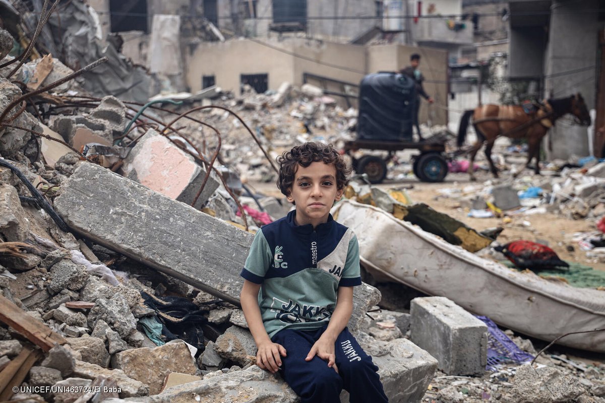 “I wish for a ceasefire.”

8-year-old Mohammed from Gaza sits on the rubble of his family's house.

UNICEF continues to call for an immediate humanitarian ceasefire, unrestricted humanitarian access and immediate and safe release of all abducted children.