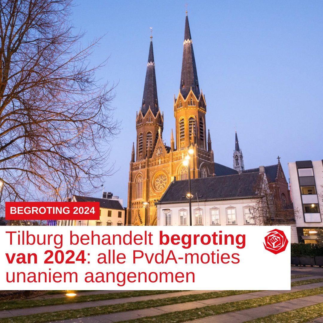 4️⃣ | Op 6 en 9 november behandelde de gemeenteraad de begroting voor 2024. De PvdA diende vier moties in, die alle vier unaniem zijn aangenomen. Met deze moties zetten we in op een begroting die nog socialer en duurzamer is en dichtbij de mensen staat. tilburg.pvda.nl/nieuws/gemeent…