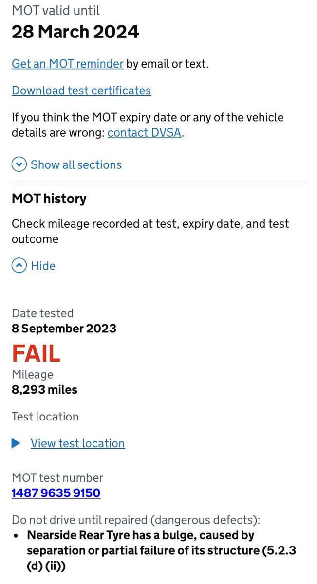Consumery advice, please. Pulled by the police on the M6 in my Approved Used buy. Why? Shows as an MOT dangerous fail. Yet also has an MOT to March ‘24. Tyres are new Winters so allowed on my way. Getting it retested. But should I? Retailer says their retest didn’t register.