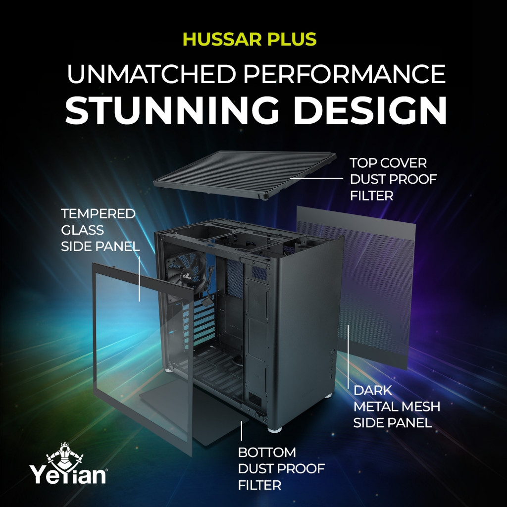 Micro ATX Gaming PC Case Hussar with Tempered Glass