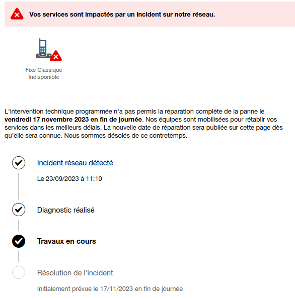 kimdelagarde's tweet photo. @orange 2 mois d'interruption de ligne téléphonique cuivre (pas de tel car les réseaux GSM passent mal + pas d'Internet). 7ème report d'intervention. AUCUNE information. Quel mépris pour les zones rurales ! Je ne sais même plus quoi penser ! https://t.co/8iGXH7vbGu