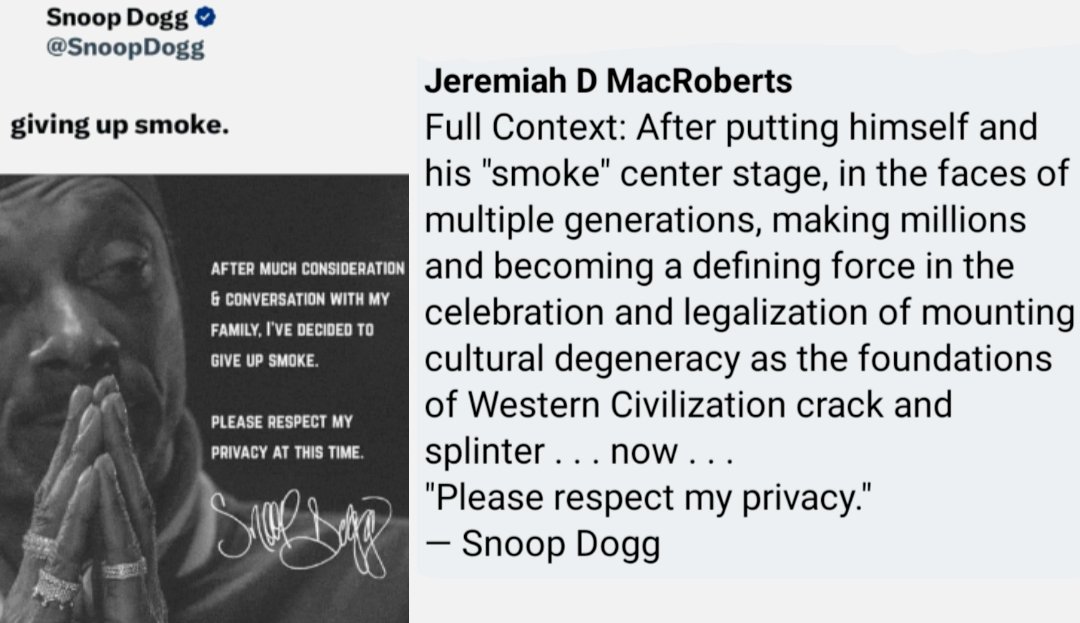 @SnoopDogg , stick your #privacy in a pipe and #smoke it! 

#getclean #Accountability #Responsibility #OwnIt
#RejectDegeneracy