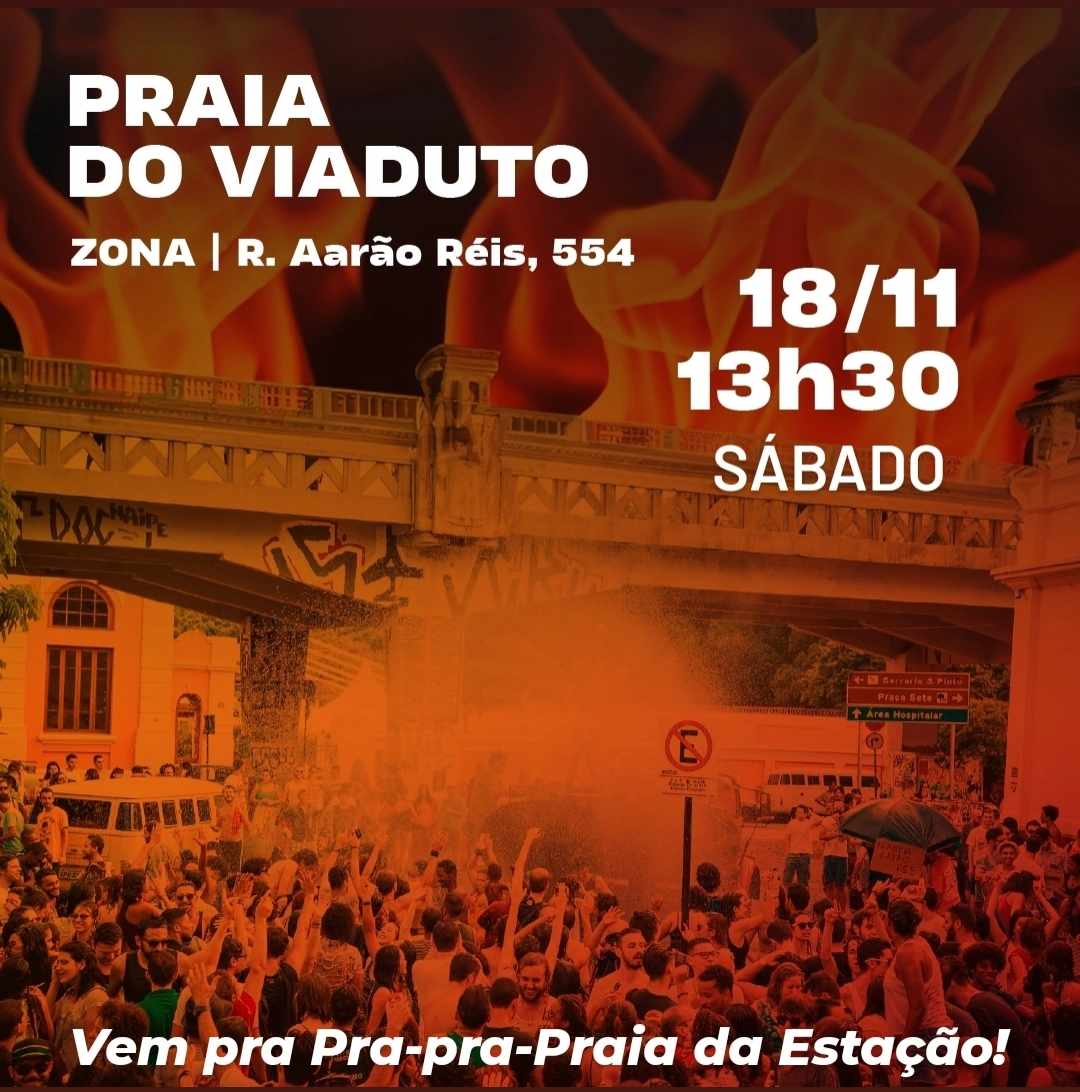 Passarinho verde me contou que amanhã, sabadinho,  vai dar praia🏖️🌊: praia da estação 🏄🏽‍♀️🏊🏽‍♂️⛱️

🎯 13h30 no Viaduto Santa Tereza 
🥁🎷🪘🎧🎼🎤🎹🎺