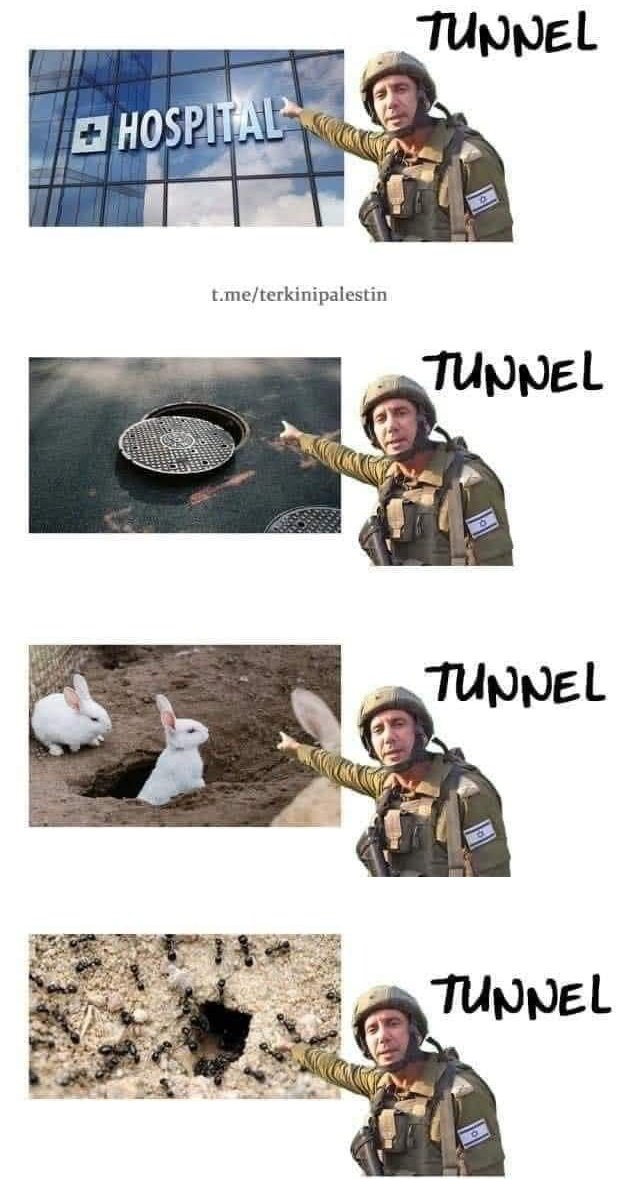 For him &amp; his Nazi army every hole in #Gaza is a tunnel... and yet wants the world to believe him.

I like to call the Zionist #Goebbels