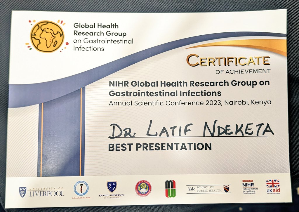 Had a fantastic time in Nairobi where we shared our findings on the long-term effects of rotavirus vaccination in Malawi at the @NIHR_GHRG_GI conference . It was an honour to be recognized with the award for the best presentation 🏆. @MLW_Programme @LivUni_IVES @KEMRI_Kenya