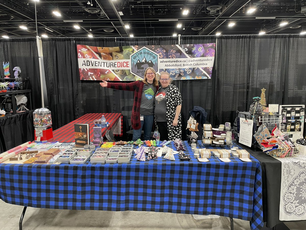 Adventure Dice (@adventuredice) on Twitter photo Calgary! We are setup and ready at <a href="/CalgaryTabletop/">Tabletop YYC</a> Day!
Unfortunately half our stuff didn’t show up, but we’ve still got a selection of dice and other TTRPG goodies for you. 💜🎲 Calgary! We are setup and ready at <a href="/CalgaryTabletop/">Tabletop YYC</a> Day!
Unfortunately half our stuff didn’t show up, but we’ve still got a selection of dice and other TTRPG goodies for you. 💜🎲