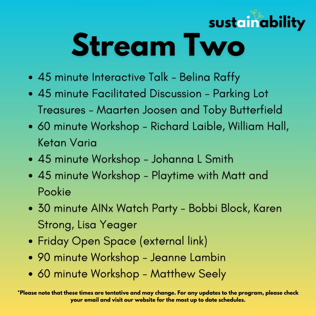 AINNetwork's tweet image. Moving right along to Stream Two! 💻 Join us for awesome workshops and incredible sessions, happening right now! For information about how to join, click here: appliedimprovisationnetwork.org/2023-virtual