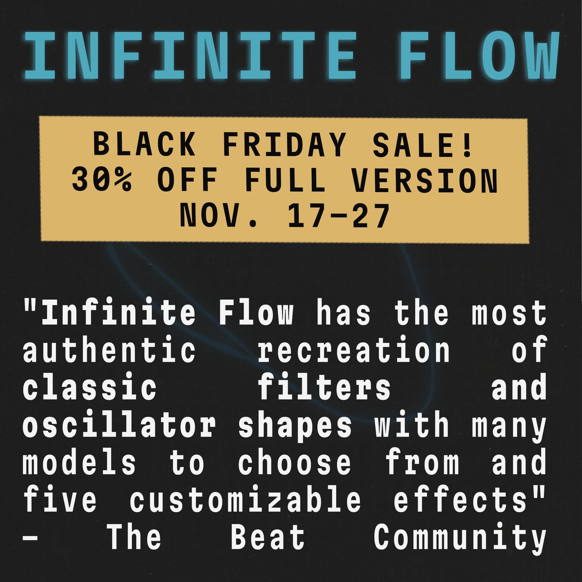 Black Friday Sale! 
30% off. 
Our first ever, and only sale of the year.  silen.audio/infiniteflow/?…