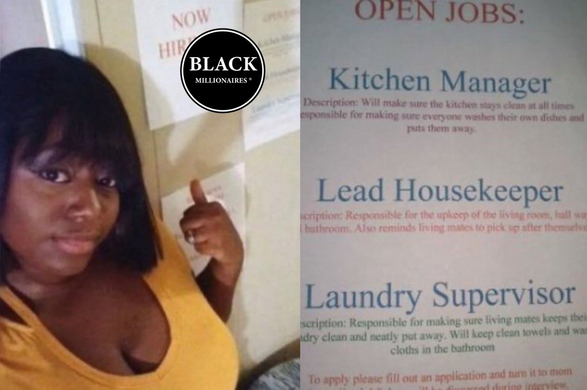 Blackmillions_'s tweet photo. A woman is going viral for making her kids apply for jobs around the house in order to earn allowance to pay for their extracurricular activities outside of food, shelter and basic needs. https://t.co/iWlvHYPze7