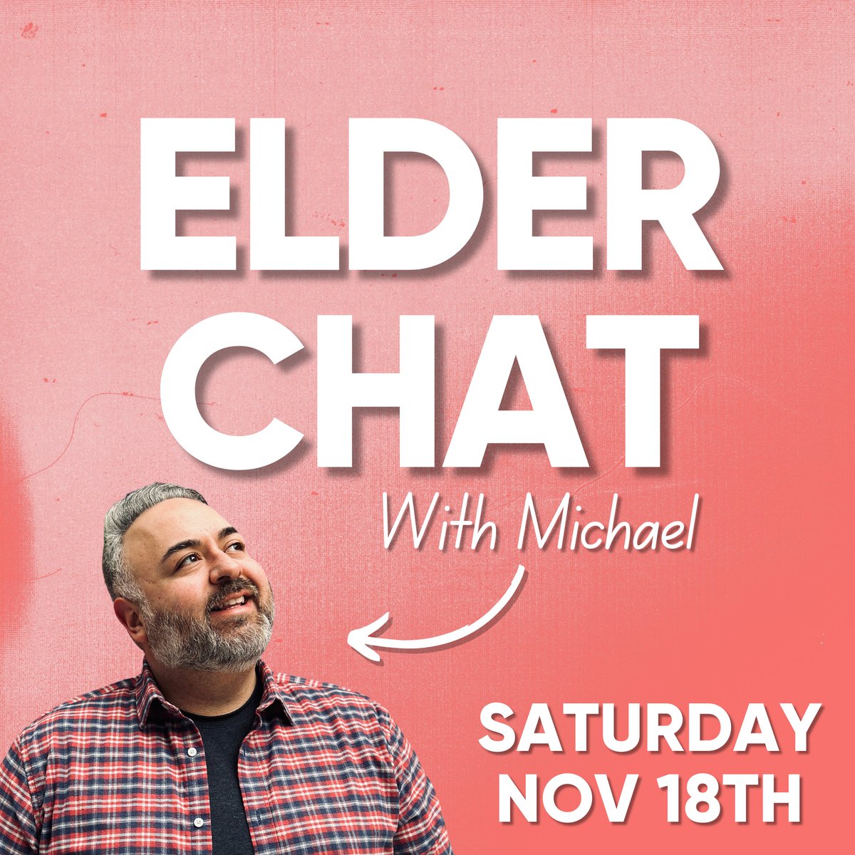 This Saturday at 6pm!

Elder Chats are a space for LGBTQ+ people 50 years or older to find community and support among peers🏳️‍🌈