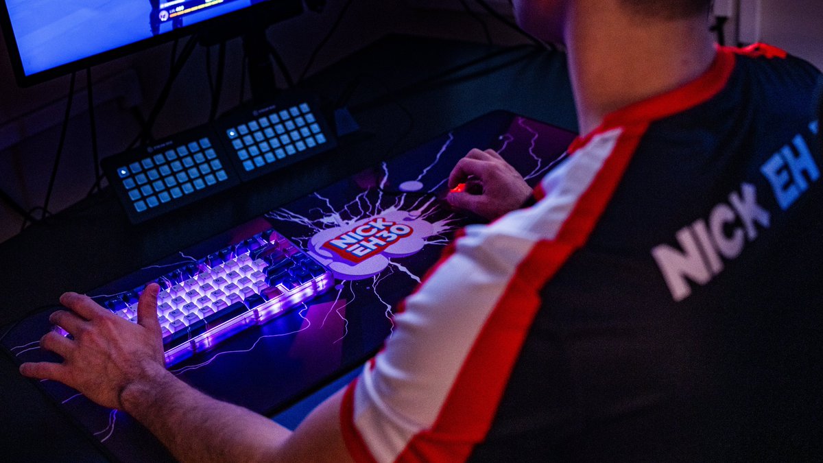 NickEh30's tweet photo. After 1 year of behind the scenes production, I'm so proud to announce my official NickEh30 keyboard, mouse, and mousepad!

Built in collaboration with @GhostKeyboards, consisting of the K75 Keyboard, M2 Mouse, and XL Deskpad!

These are all available TODAY → https://t.co/lq8N90VPlw #ad