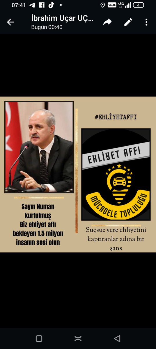 AhmetAk82197919's tweet photo. #EhliyetAffı 

Sayın meclis başkanım biz şoför esnafı sizlerden ehliyet affı bekliyoruz.
Türkiye genelinde bir milyon insan bu şekilde mağdur sayın meclis başkanım.
Saygılarımla.
@NumanKurtulmus @AliYerlikaya @mhilmiguler @Akparti @_ErcanOzcelik #Filistin https://t.co/AVCXEgkM2b