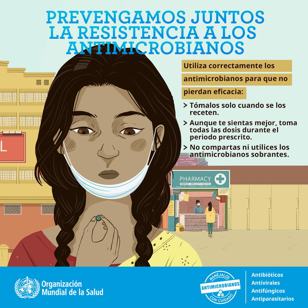 ONU_es's tweet photo. La resistencia a los antibióticos es una gran amenaza para la salud.

Su uso indebido pone en riesgo la capacidad de curar infecciones. Usa los antibióticos con cuidado.

Es la Semana Mundial de Concienciación sobre los Antibióticos: https://t.co/eCZXPDtMC5 https://t.co/gL0jyJOQZn