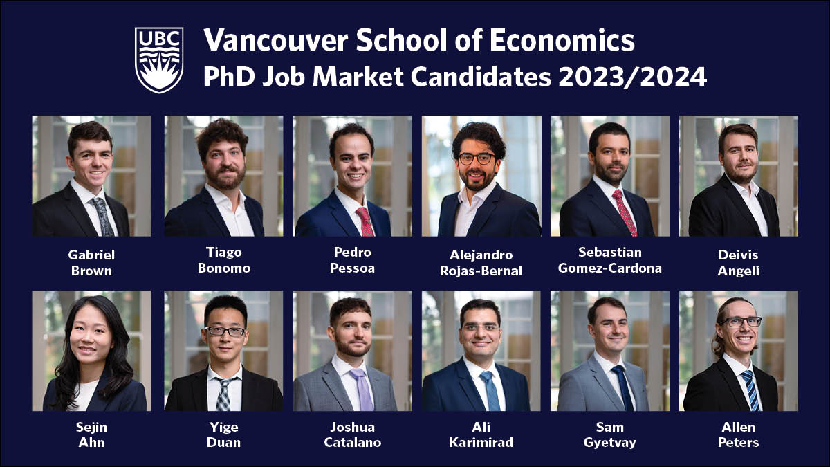 Meet the Vancouver School of Economics’ 2023/24 PhD job market candidates! View their profiles here: bit.ly/vsecandidates #EconTwitter #EconJobMarket 🧵