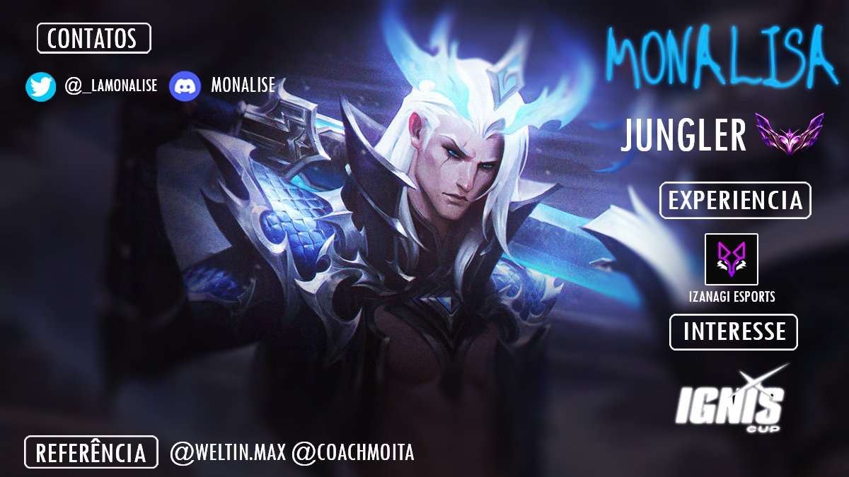 _lamonalise's tweet image. oi guys 

vim anunciar que estou f.a na jg para #IgnisCup.

estou muito feliz com a minha evolução então busco oportunidades para evoluir ainda mais.

RT e likes são mt apreciados 💙