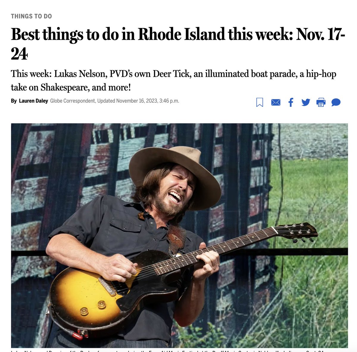 Each week I hunt for all the coolness in #RhodeIsland for @BostonGlobe @Globe_RI. This week: @lukasnelson, @deertickmusic #Shakespeare #hiphop, glowing boat parade & more ⚓️✌️😎 bostonglobe.com/2023/11/16/met…