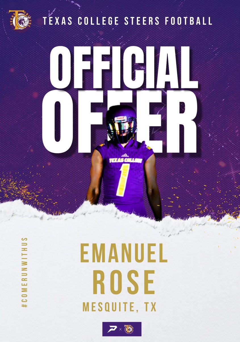 EmanuelRose21's tweet photo. Blessed to receive my first offer!!!
@TexasCollege23 @CoachATBates @Coach_Sandoval1 @Jarett___Powell @WestMesquite_FB https://t.co/jB61yj4Ku8