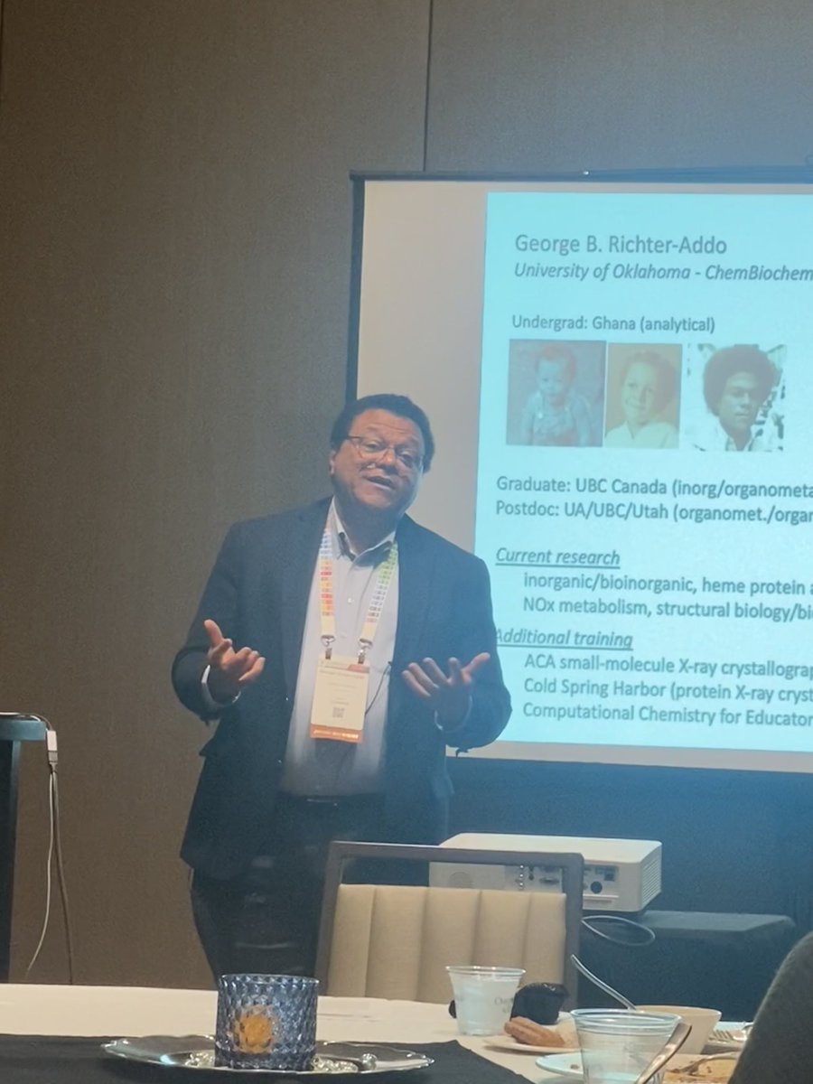 Feng_Group's tweet photo. Day 3 of @swrmacs #SWRM2023, we are celebrating for our colleague, Professor George Richter-Addo, who was elected as the Oklahoma Chemist of the Year. He impressed the audience by his stories and research. Congratulations! @YuanningFeng Jacob Solomon @TaoLi164543 @NatalieCha49094 https://t.co/IBSFqWJGku
