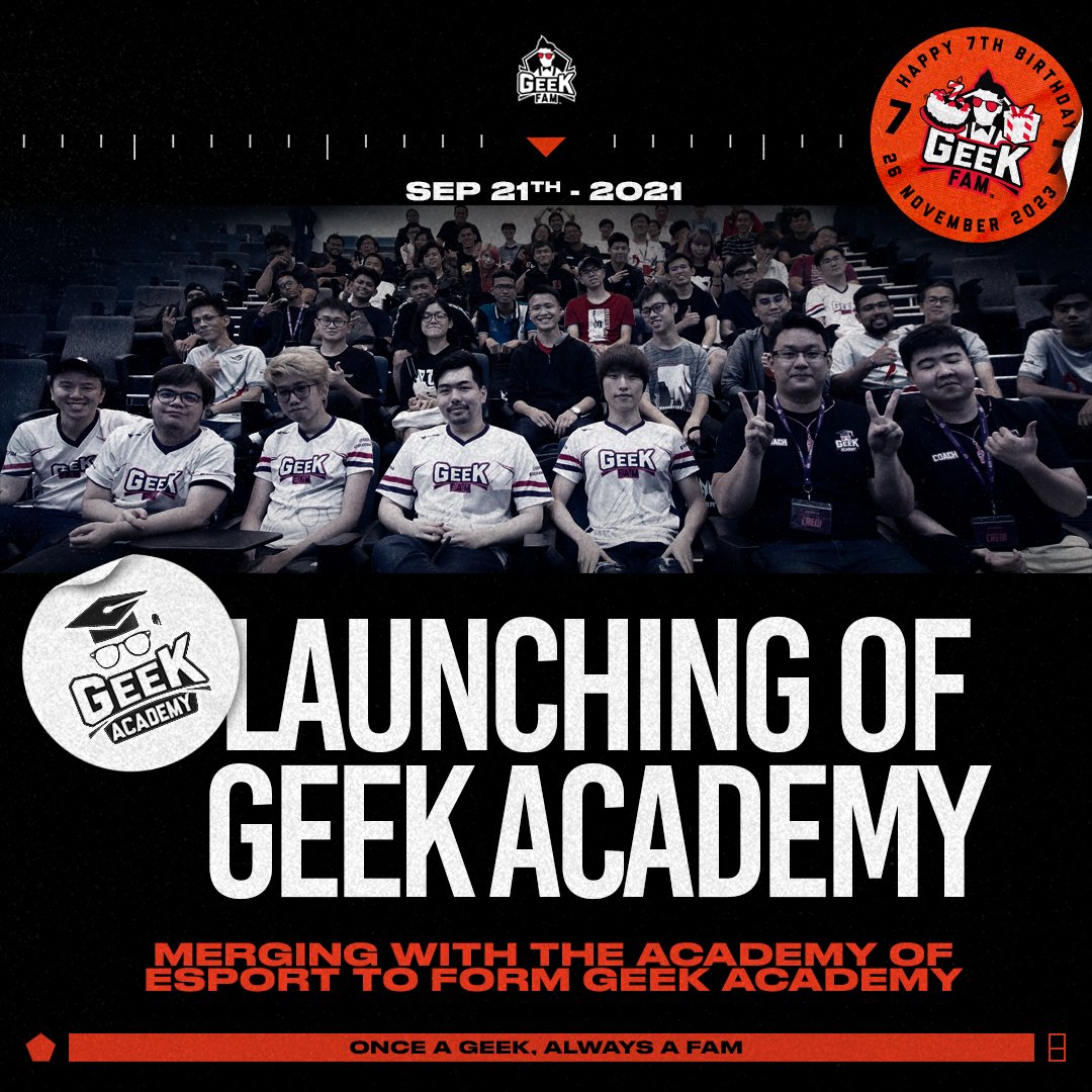 TeamGeekFam's tweet image. Rewinding to a game-changing moment in our journey – the fusion of Geek Fam and The Academy of Esports on September 21, 2019, giving rise to Geek Academy! 🚀🤝 

Here&apos;s to a legacy that continues to evolve! 🌐🏆

#GeekFam #GeekFam7Birthday #GeekHistory #OnceAGeekAlwaysAFam