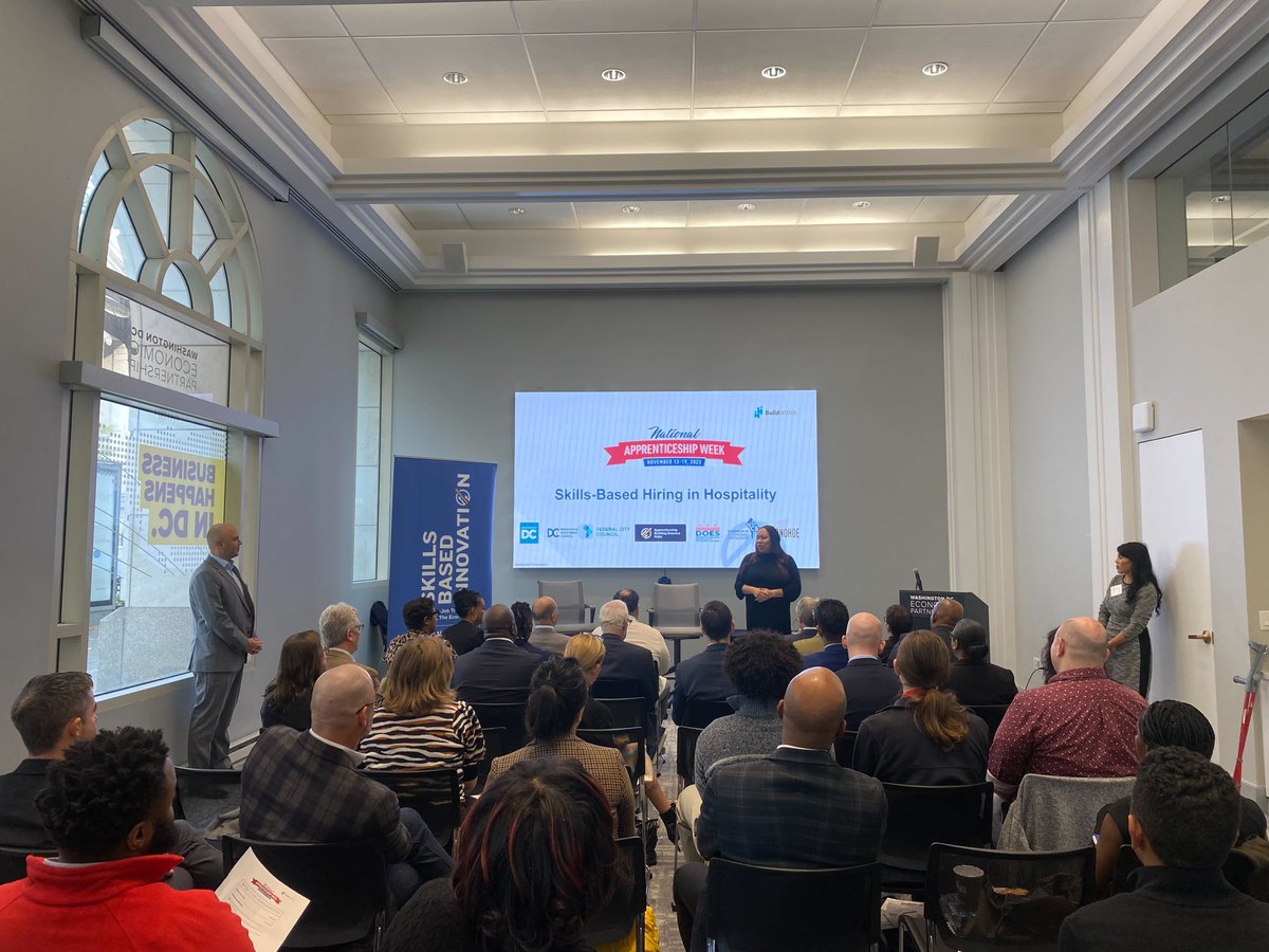 Thank you @DrUniqueMH @DOES_DC for keynoting today’s #NAW2023 event, @KevinJClinton @FedCityCouncil for helping us award local employers as apprenticeship champions, and Anika Holmes of the @dc_wic for moderating an amazing panel! 

#NationalApprenticeshipWeek2024 #teamwork