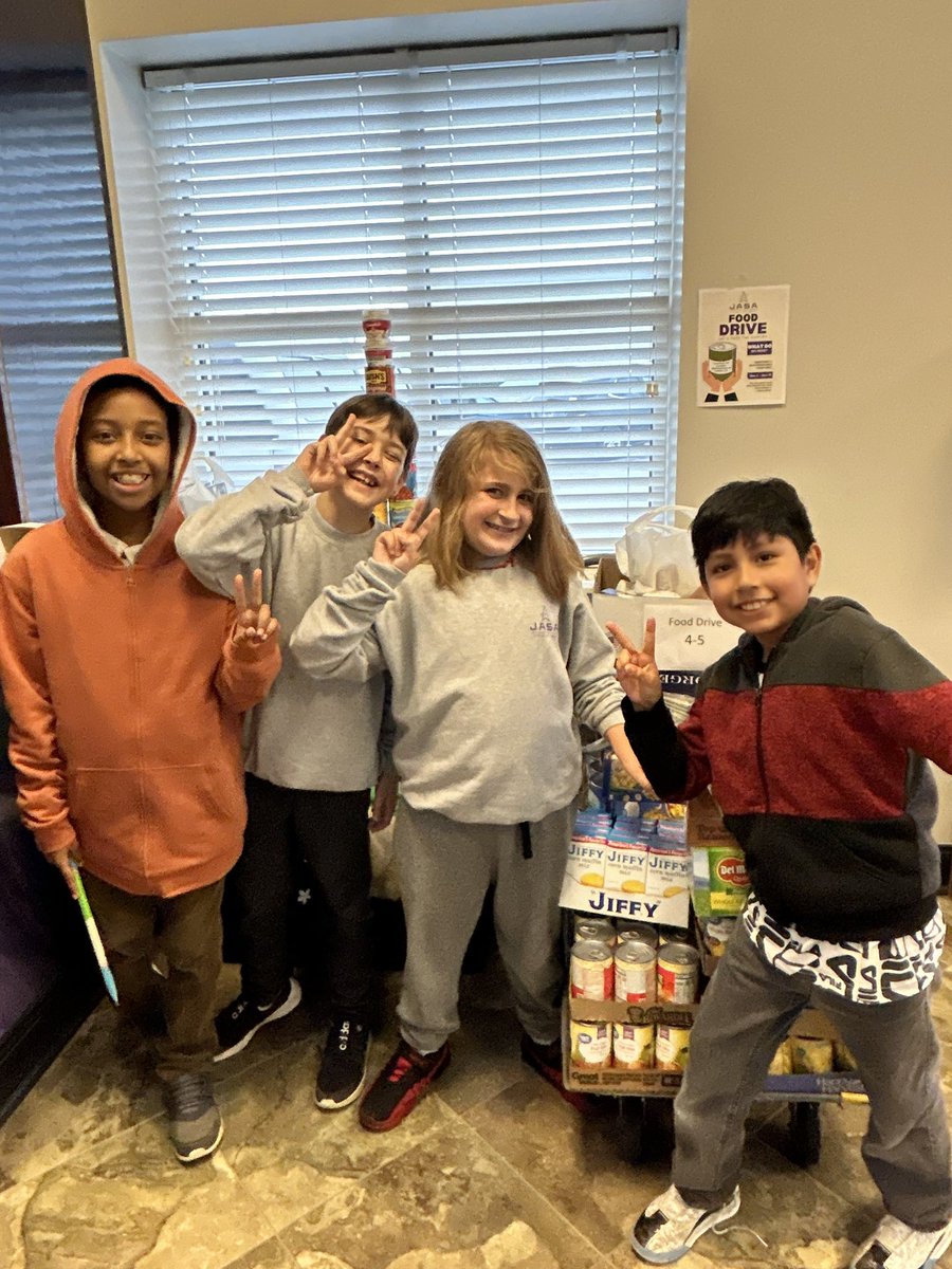 SunshineBraids's tweet photo. Today Xander rolled into JASA with 310 ish items to add to the 4&amp;5th grade food drive stash!  (Ignore the case of water)
He and his friends are pretty confident in winning, but the counting starts at 3pm🤞🏼

Thank you to EVERYONE who helped make this happen!

#jasarockets #jasa https://t.co/grJxfFcQUa