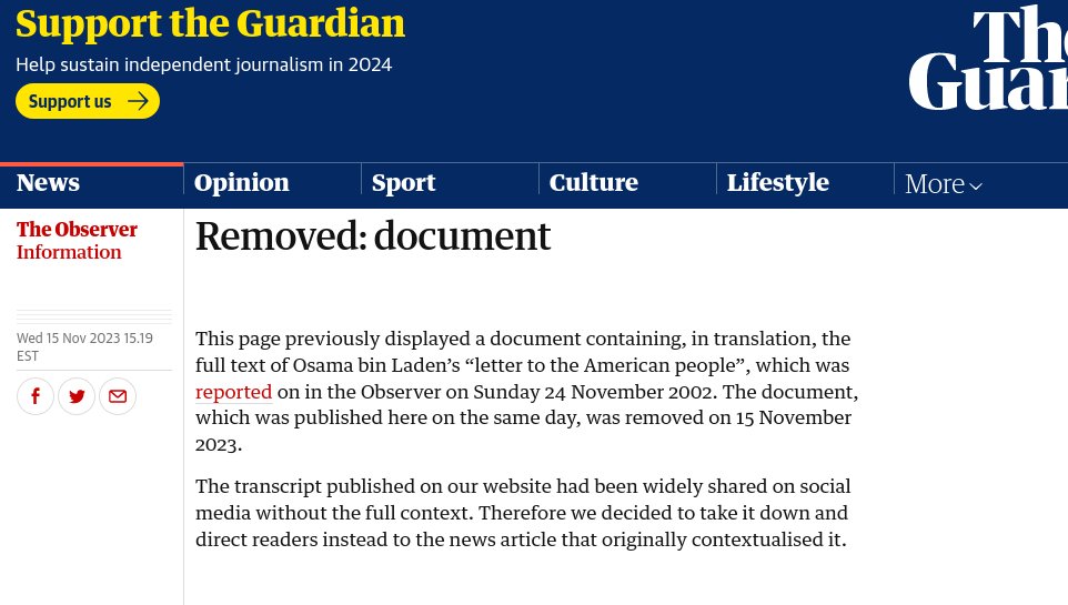 Because people actually want to look at this document 21 years later, we decided to take it down. Journalism! Nicely done, @guardian