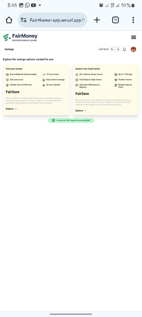 'Excited to share my implementation of the awesome UI design by @dev_olagold! Check out my take on it: fairtheme-app.vercel.app #UI #FrontendDev #React #tailwindcss #DesignInspiration' @anil_yt2003 @fairmoney_ng @anil_yt2003