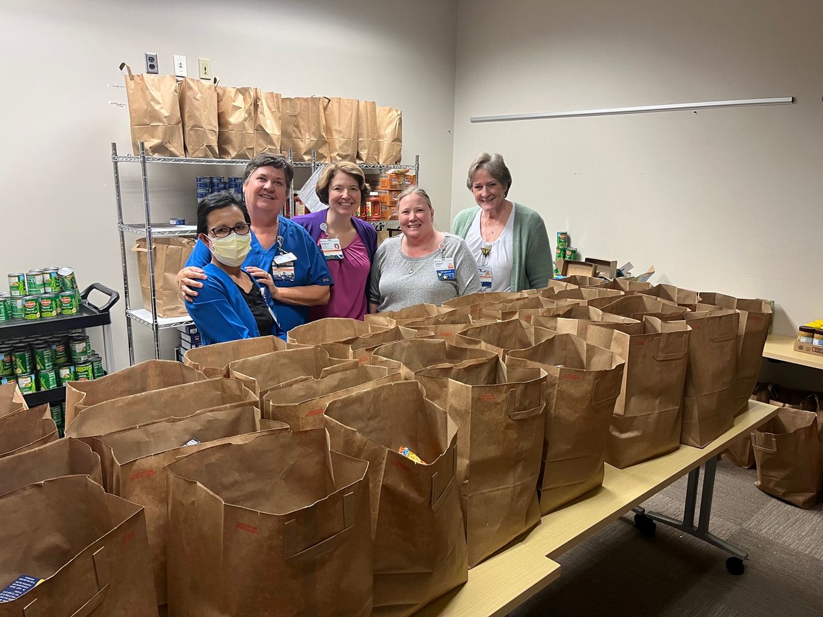 Grocery bags for teammates in need. Fun was had filling 108 grocery bags this week! 💕 'Everyone can be great because everyone can serve.' - Martin Luther King Jr.