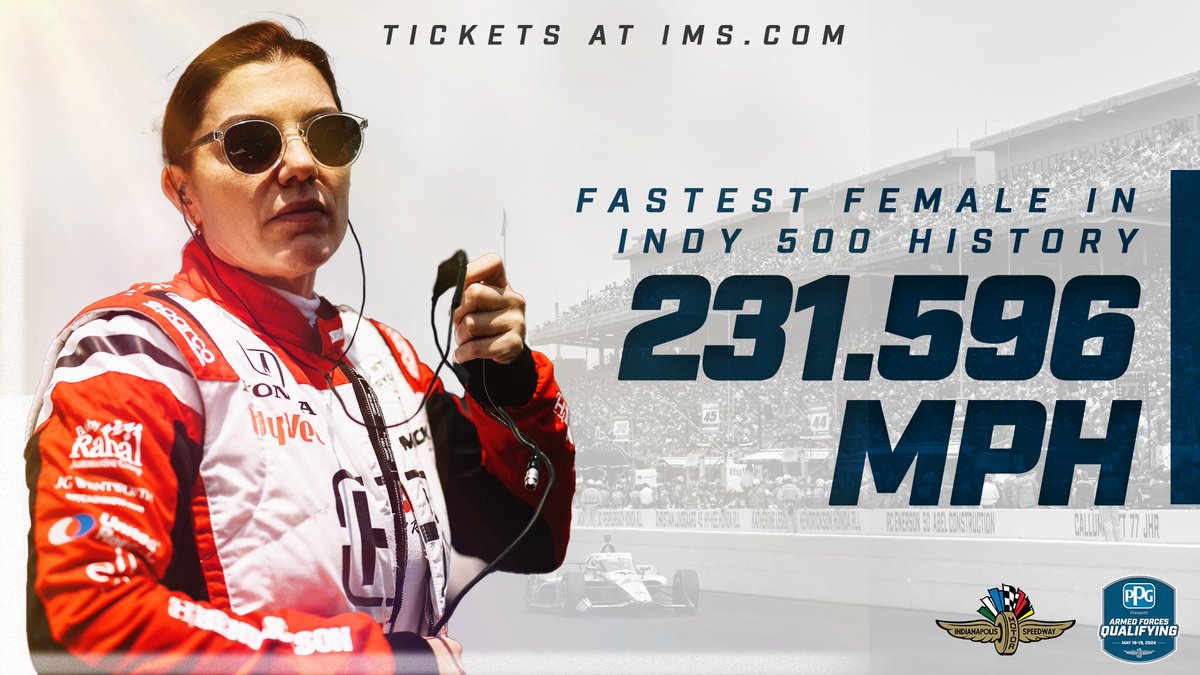 The history books will remember <a href="/katherinelegge/">Katherine Legge</a>.

Her single-lap <a href="/PPG/">PPG</a> Armed Forces Qualifying run of 231.596 bested Simona De Silvestro's 2021 record, and her four-lap average of 231.070 bested Sarah Fisher's 2002 record.

🎟 >>> IMS.com/Tickets

<a href="/RLLracing/">Rahal Letterman Lanigan Racing</a> | #Indy500