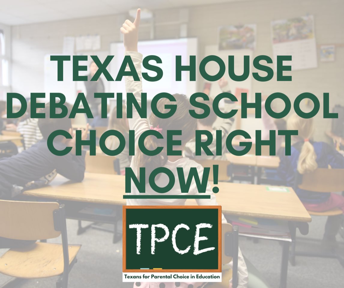 School Choice being debated NOW in TX House! Email your State Rep right now via our website at tpcetx.com, scroll to “Contact Your Local Legislator”! Tell your legislator to support school choice today!#txlege <a href="/TXPrivateSchool/">TX Private Schools</a>  <a href="/TXCatholic/">TxCatholicBishops</a>
