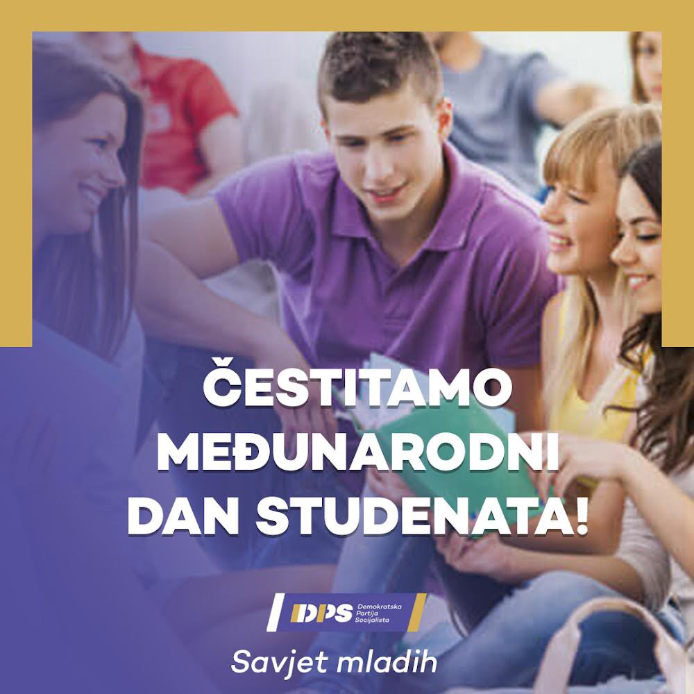 SMDPSCG's tweet photo. 👩🏻‍🎓🧑🏻‍🎓 Studenti su pokretačka snaga svakog društva, koja umnogome oblikuje sadašnjost i stvara svjetliju budućnost!

🙌 Srećan Međunarodni dan studenata! 

#SMDPSCG
#MeđunarodniDanStudenata
#StudentiCG 
#CrnaGora🇲🇪 https://t.co/qp11TeKiJ4
