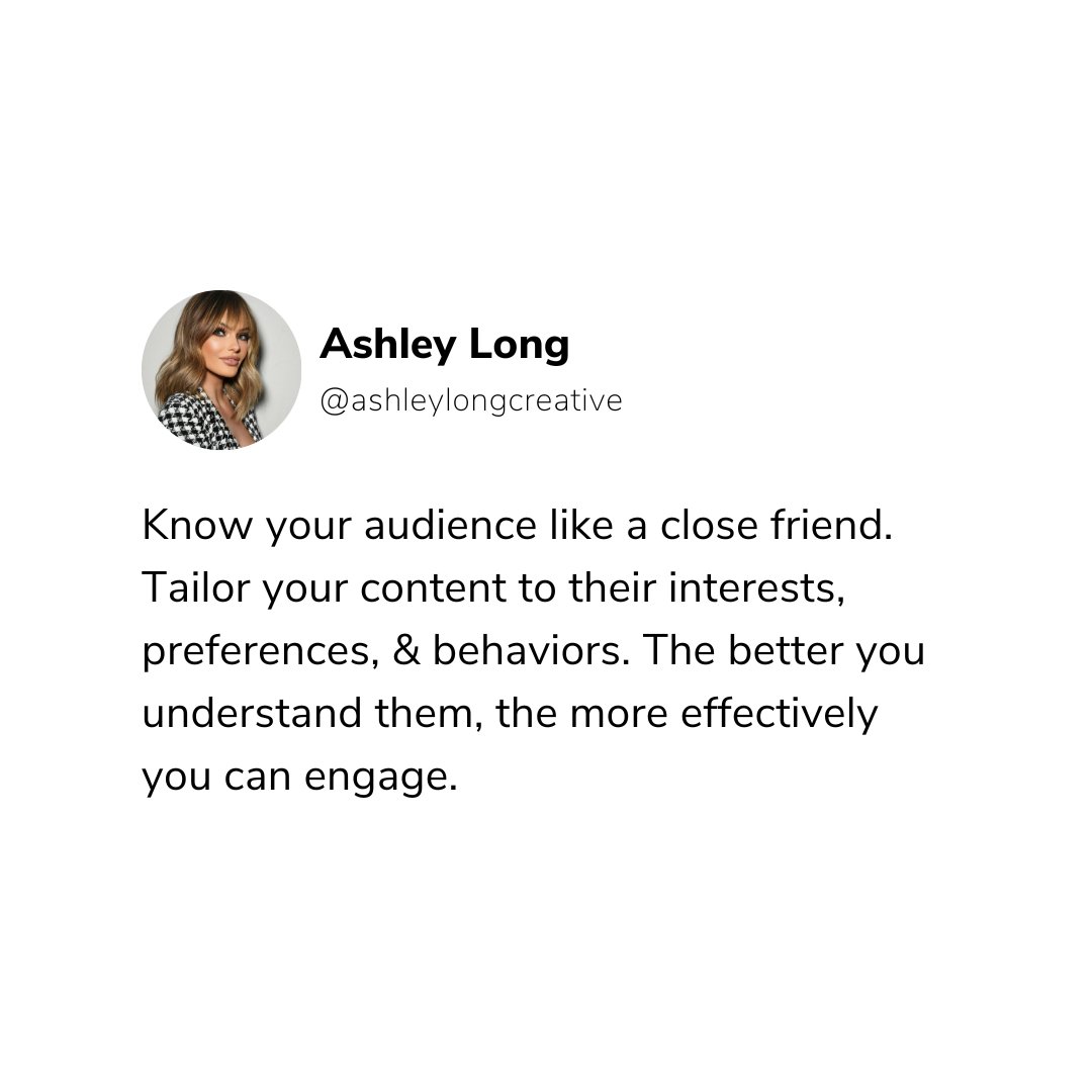 Dive deep into understanding your audience as you would with a close friend. 🤝 Tailor your content to their unique interests, preferences, + behaviors, creating a personalized experience that resonates on a whole new level.💡 Here are some tips to help you engage, spark meaning