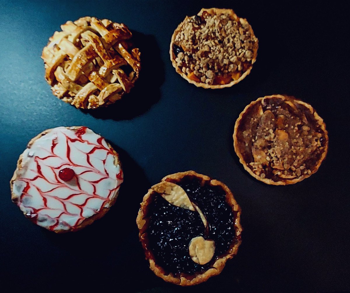 Mission Im-pies-able was exhausting- baked in one afternoon but many more hours than 4. GBBO contestants have serious stamina. Bakewell; Apple and caramel; peach, ginger and cranberry; Apple and walnut crumble; and sweet Cherry. <a href="/harrymonaghan/">Harry Monaghan</a> <a href="/clairecdowns/">Claire</a> <a href="/RossDrummond/">Ross Drummond Ⓐ</a>