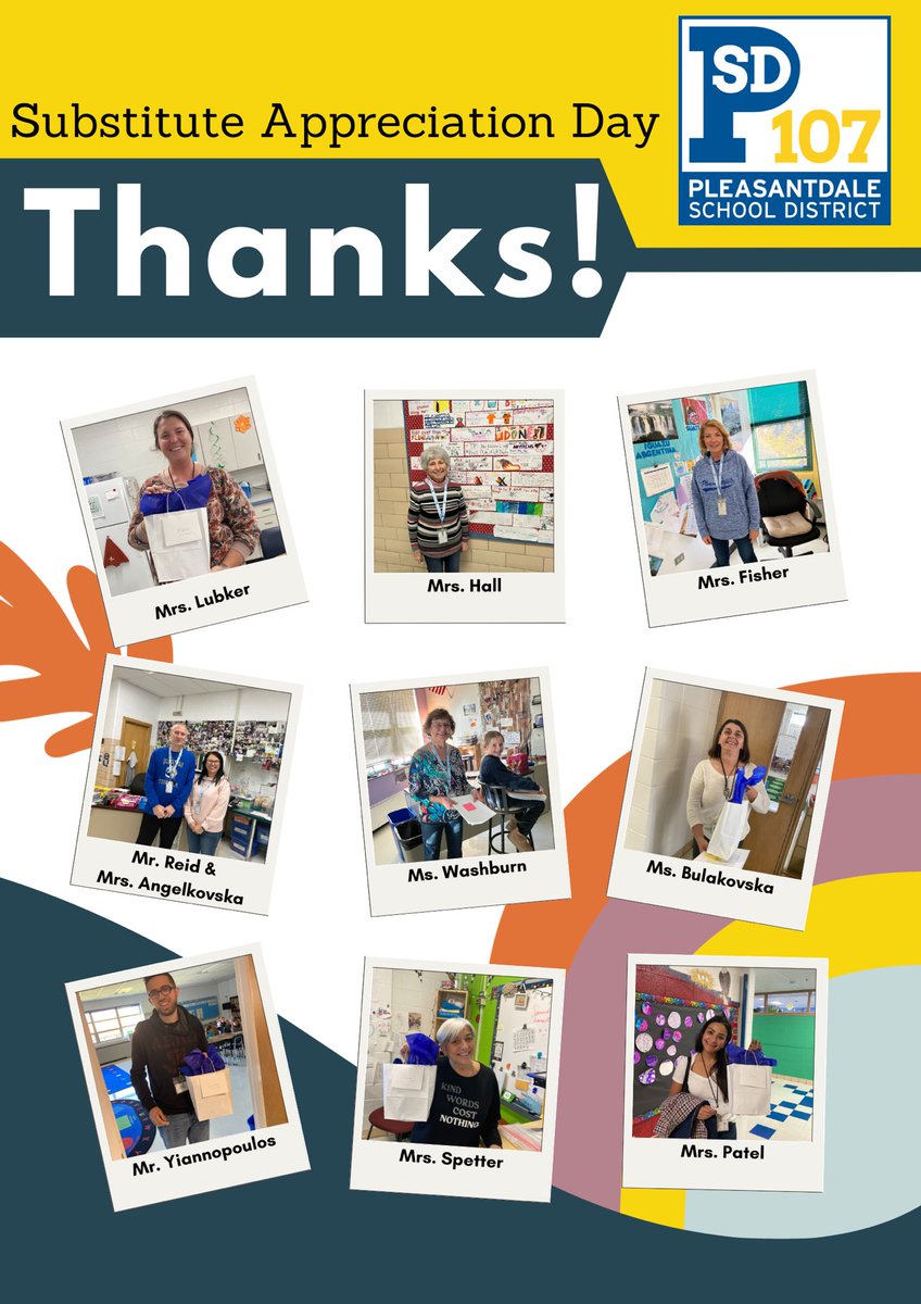 Today is Substitute Teacher Appreciation Day! Our subs fill a critical role in our schools and ensure high-quality learning occurs even when our teachers can't be in the classroom! Thanks to our subs for their service and dedications!