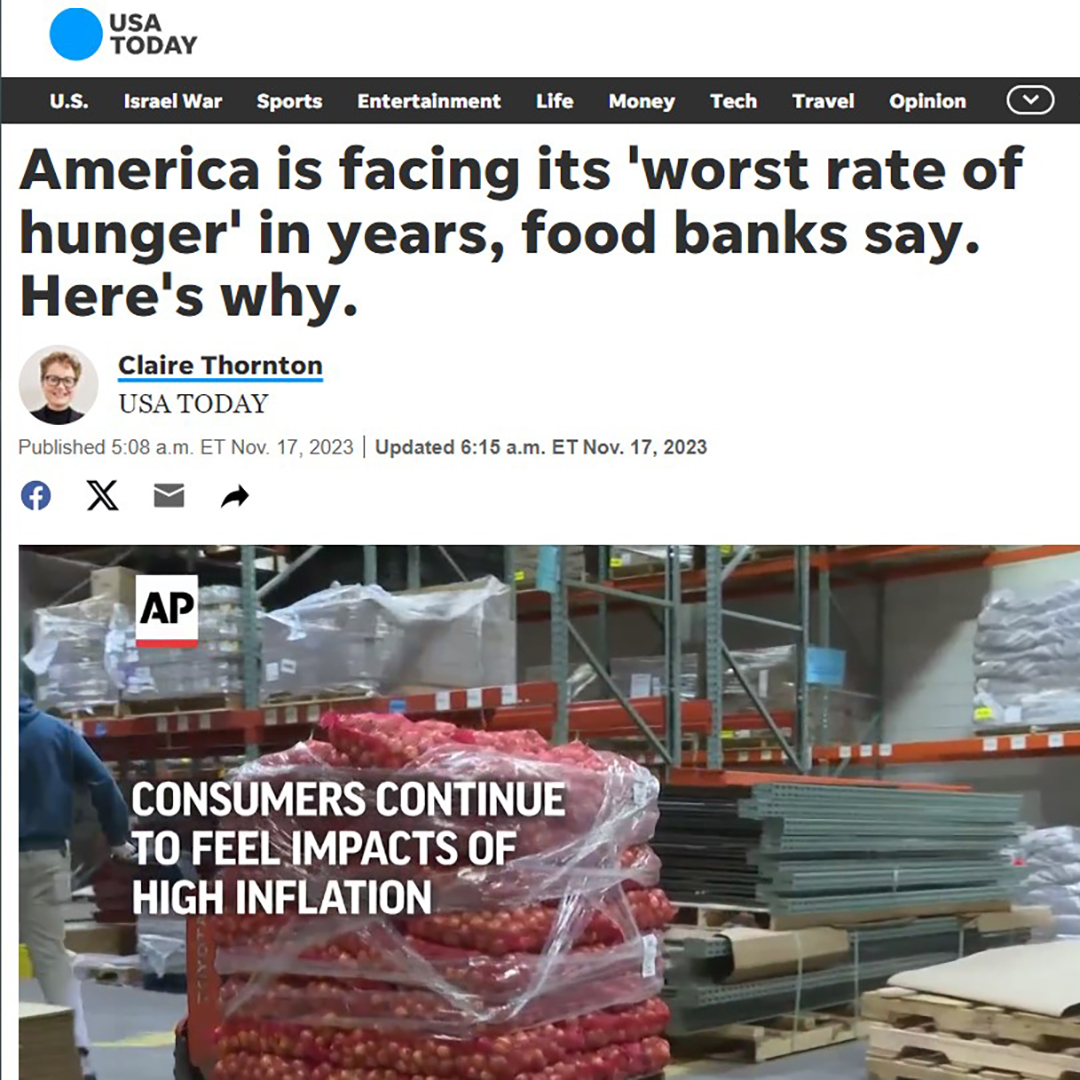 USA TODAY reports that America is facing its 'worst rate of hunger' in years. Read more at: bit.ly/USATodayHunger Make a difference by donating to the St. Louis Area Foodbank today and Ameren will match your contribution: stlfoodbank.org/thanks4giving