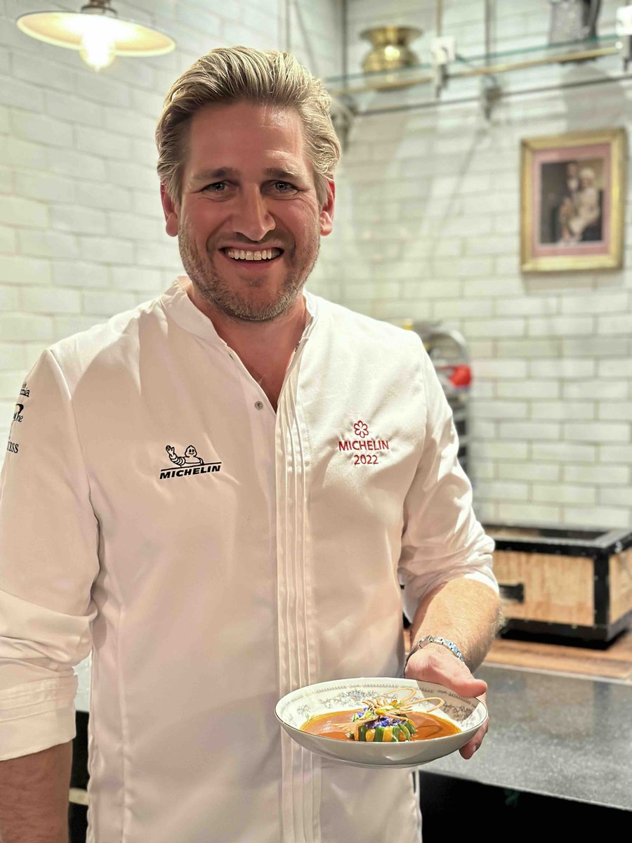 CurtisStone's tweet photo. Santa Barbara Spot Prawn with lacto-green strawberry, sungold tomato and aguachile rojo @mauderestaurant. #cheflife https://t.co/lfnGyCgZ3w